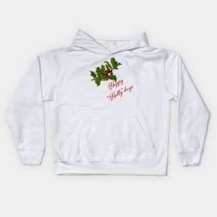 Happy "Holly"Days Holly Branch Design Kids Hoodie